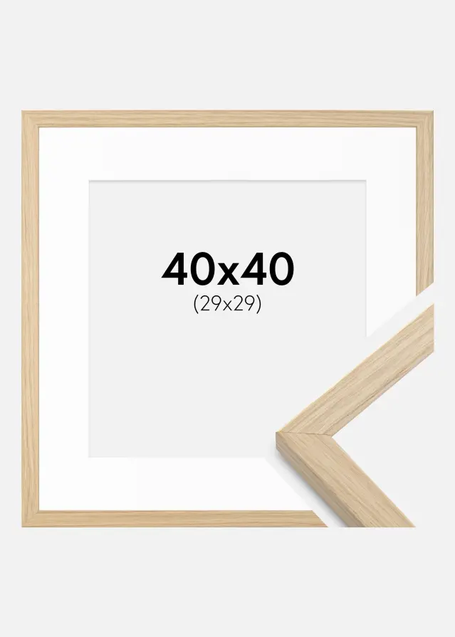 Ram med passepartou Fotolijst Grimsåker Eiken 40x40 cm - Passe-partout Wit 30x30 cm
