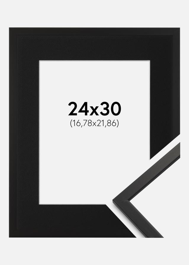 Ram med passepartou Fotolijst Edsbyn Zwart 24x30 cm - Passe-partout Zwart 7x9 inches
