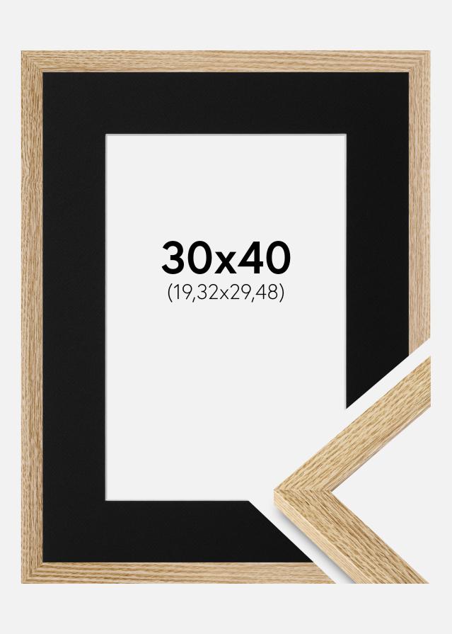 Ram med passepartou Fotolijst Selection Eiken 30x40 cm - Passe-partout Zwart 8x12 inches