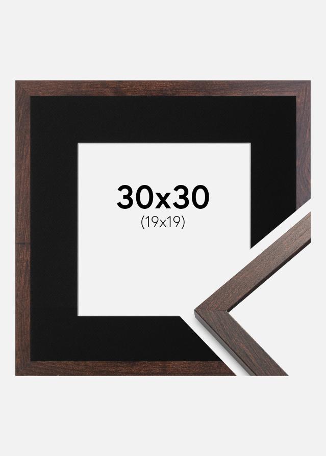 Ram med passepartou Fotolijst Trendy Walnoot 30x30 cm - Passe-partout Zwart 20x20 cm