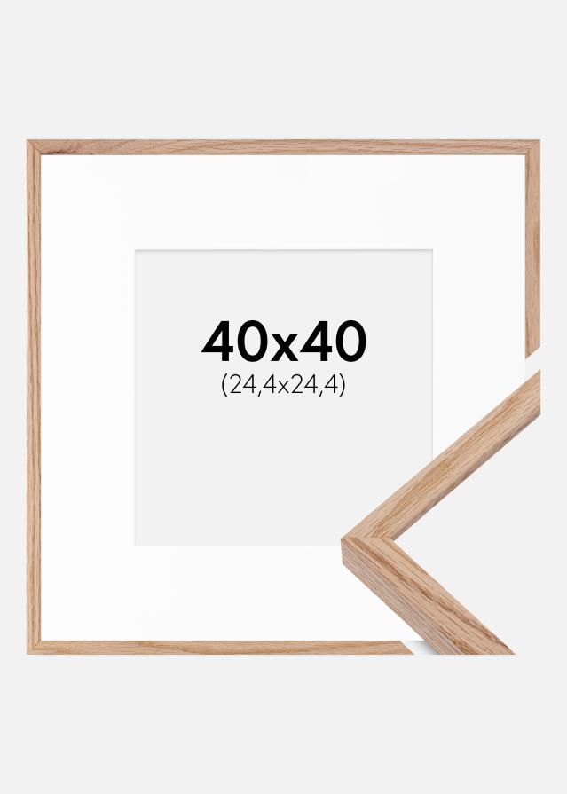 Ram med passepartou Fotolijst E-Line Eiken 40x40 cm - Passe-partout Wit 10x10 inches