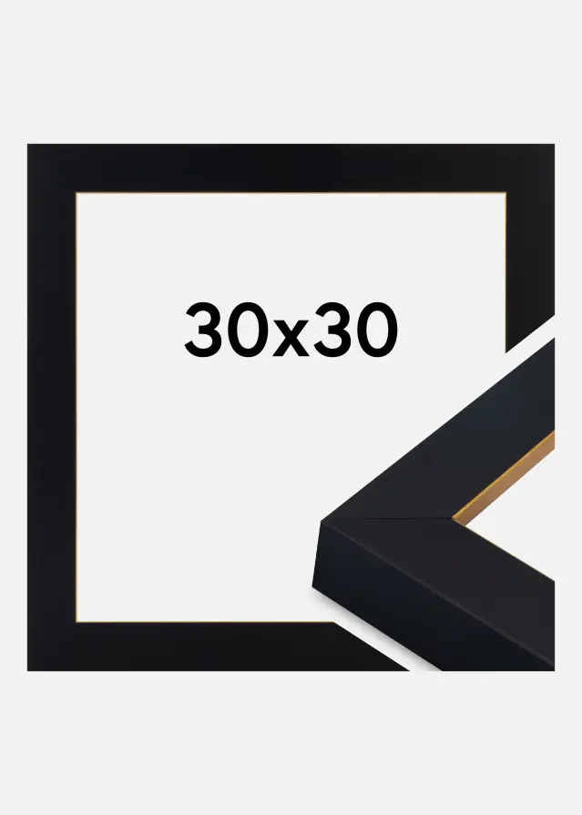 Jämtlands Ramfabrik Fotolijst Sussex Acrylglas Zwart/Goud 30x30 cm