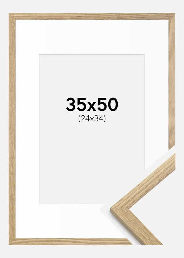 Ram med passepartou Fotolijst Trendy Eiken 35x50 cm - Passe-partout Wit 25x35 cm