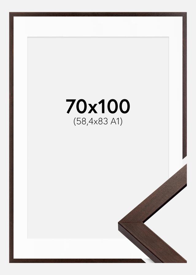 Ram med passepartou Fotolijst Selection Walnoot 70x100 cm - Passe-partout Wit 59,4x84 cm (A1)