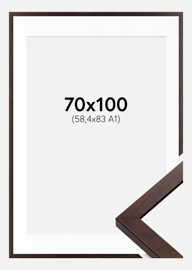 Ram med passepartou Fotolijst Selection Walnoot 70x100 cm - Passe-partout Wit 59,4x84 cm (A1)
