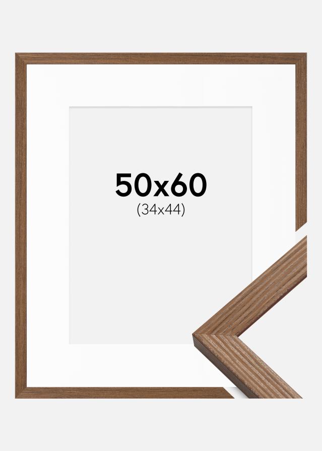 Ram med passepartou Fotolijst Fiorito Donker Eiken 50x60 cm - Passe-partout Wit 35x45 cm