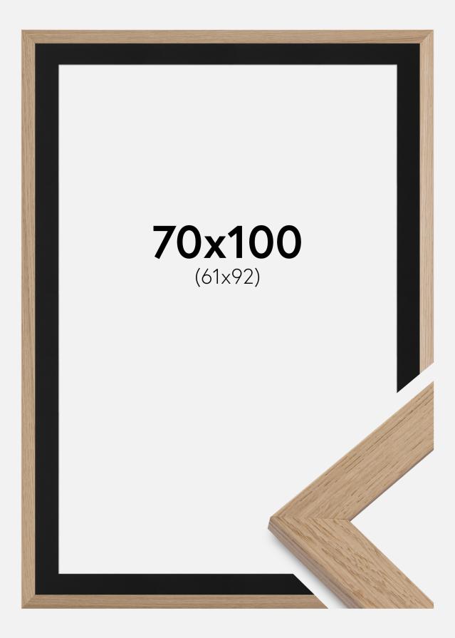 Ram med passepartou Fotolijst Trendline Eiken 70x100 cm - Passe-partout Zwart 62x93 cm