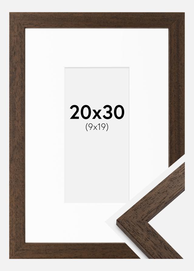 Ram med passepartou Fotolijst Brown Wood 20x30 cm - Passe-partout Wit 10x20 cm