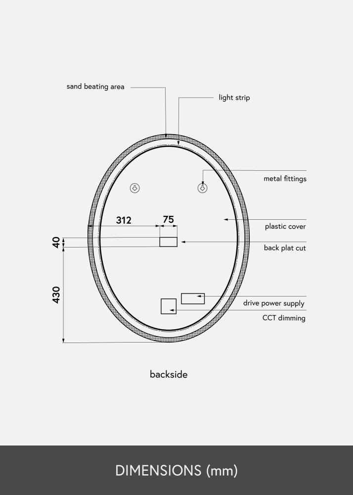 KAILA KAILA Spiegel Oval LED 70x90 cm
