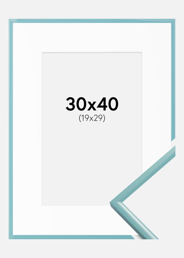 Ram med passepartou Fotolijst New Lifestyle Turquoise 30x40 cm - Passe-partout Wit 20x30 cm