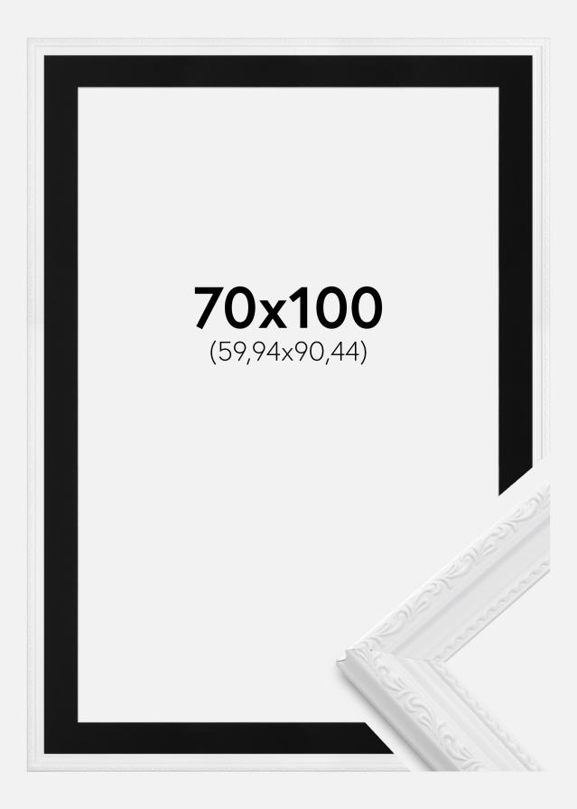 Ram med passepartou Fotolijst Abisko Wit 70x100 cm - Passe-partout Zwart 24x36 inches