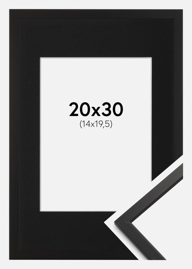 Ram med passepartou Fotolijst Edsbyn Zwart 20x30 cm - Passe-partout Zwart 15x21 cm