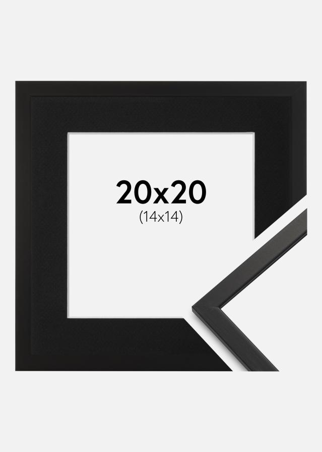 Ram med passepartou Fotolijst Edsbyn Zwart 20x20 cm - Passe-partout Zwart 15x15 cm