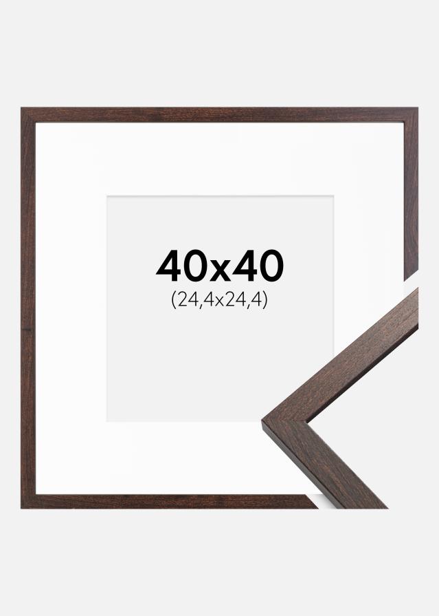 Ram med passepartou Fotolijst Trendy Walnoot 40x40 cm - Passe-partout Wit 10x10 inches