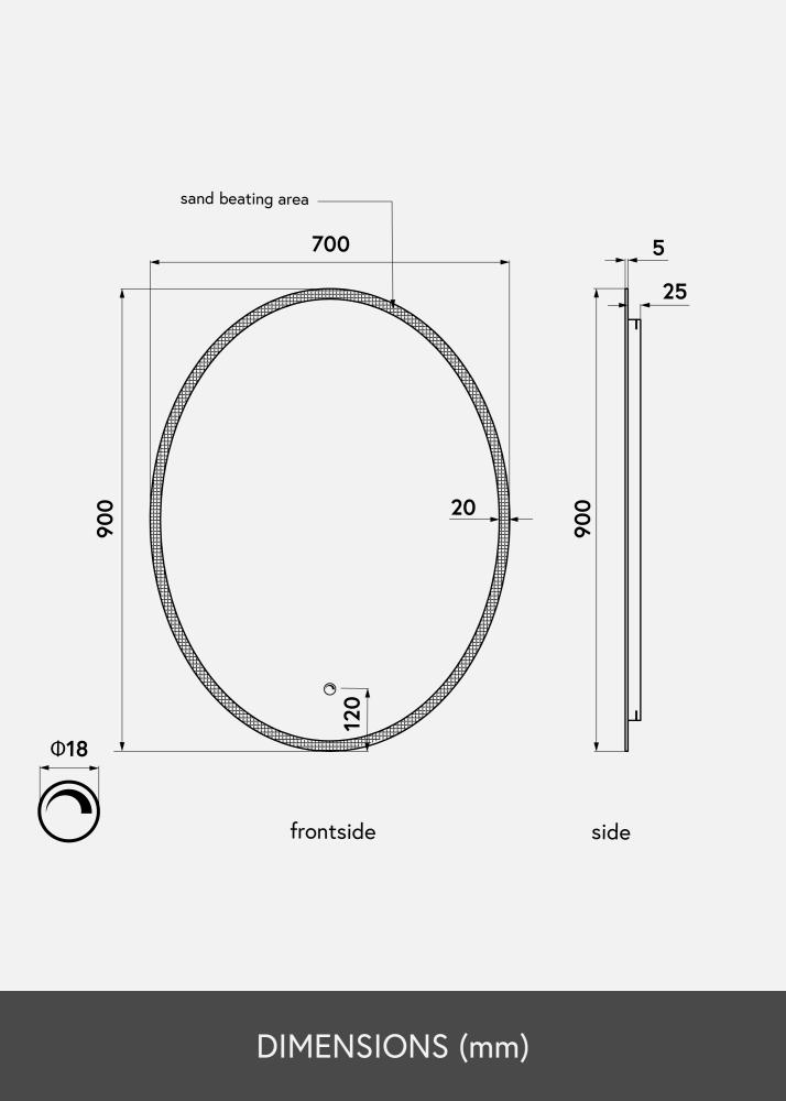 KAILA KAILA Spiegel Oval LED 70x90 cm