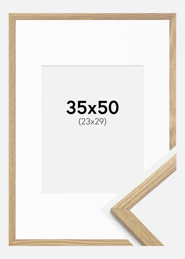 Ram med passepartou Fotolijst Trendy Eiken 35x50 cm - Passe-partout Wit 24x30 cm