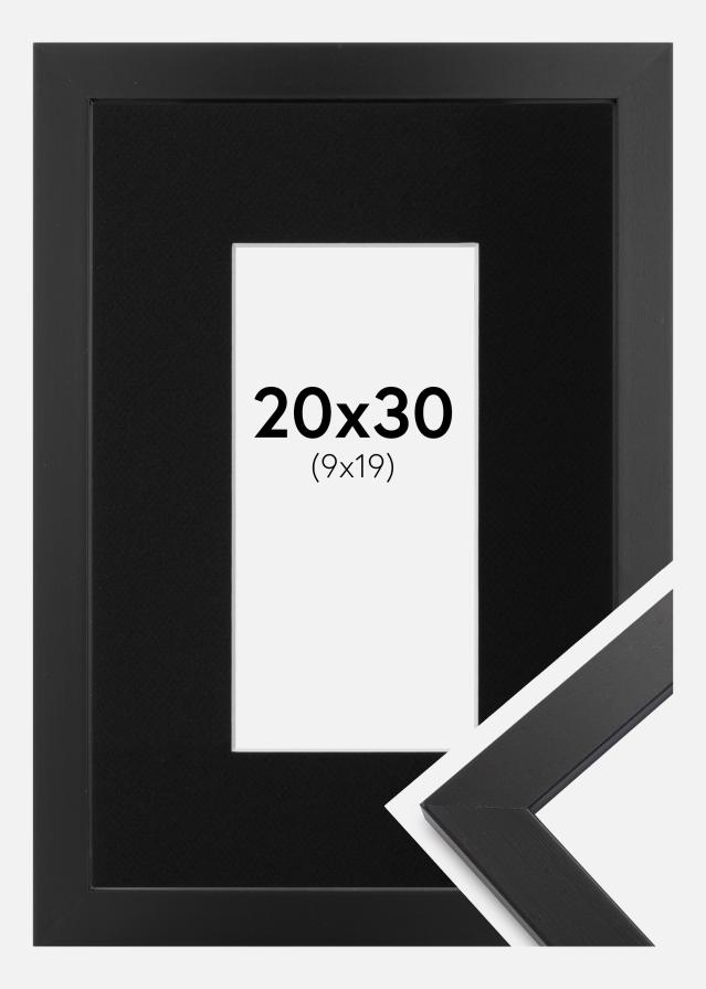 Ram med passepartou Fotolijst Black Wood 20x30 cm - Passe-partout Zwart 10x20 cm