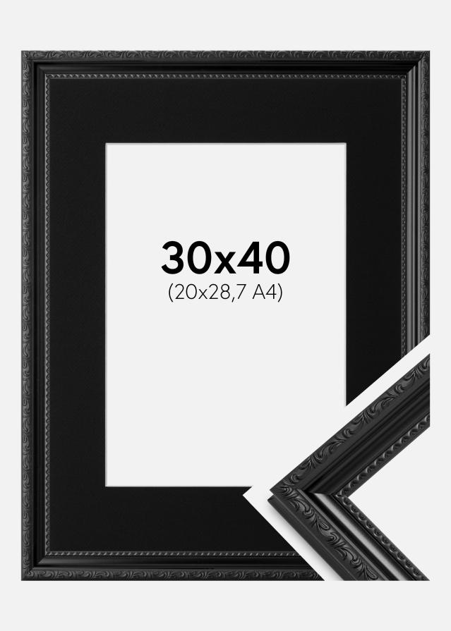 Ram med passepartou Fotolijst Abisko Zwart 30x40 cm - Passe-partout Zwart 21x29,7 cm (A4)