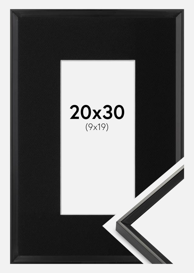 Ram med passepartou Fotolijst Desire Zwart 20x30 cm - Passe-partout Zwart 10x20 cm