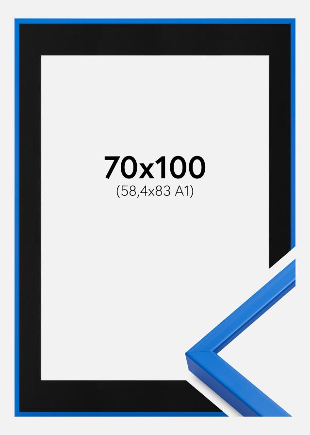 Ram med passepartou Fotolijst E-Line Blauw 70x100 cm - Passe-partout Zwart 59,4x84 cm