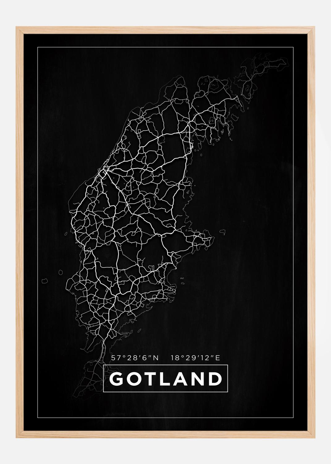 Product Image for Map - Gotland - Black Poster (21x29,7 cm (A4))
