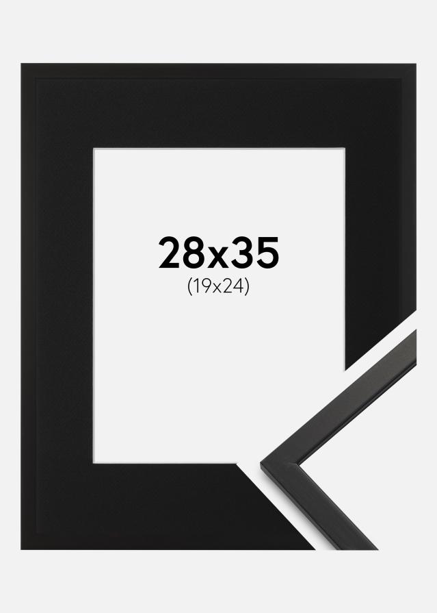 Ram med passepartou Fotolijst Edsbyn Zwart 28x35 cm - Passe-partout Zwart 20x25 cm