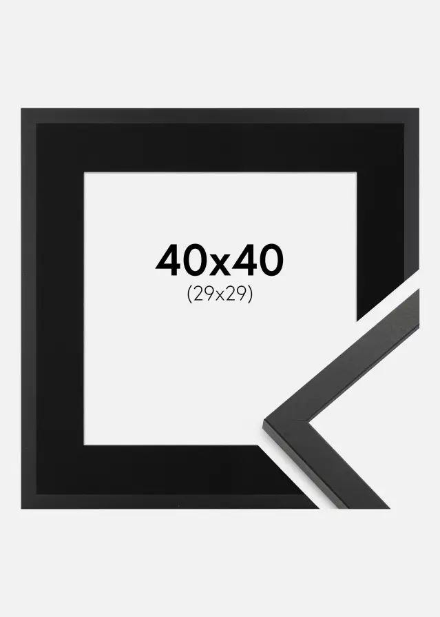 Ram med passepartou Fotolijst Trendy Zwart 40x40 cm - Passe-partout Zwart 30x30 cm