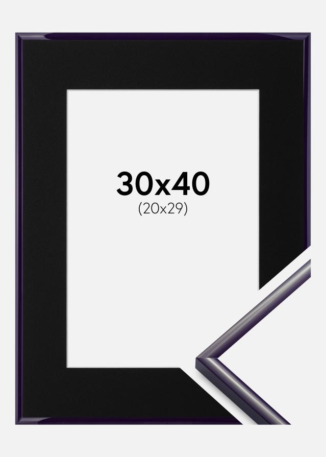 Ram med passepartou Fotolijst New Lifestyle Donkerpaars 30x40 cm - Passe-partout Zwart 21x30 cm