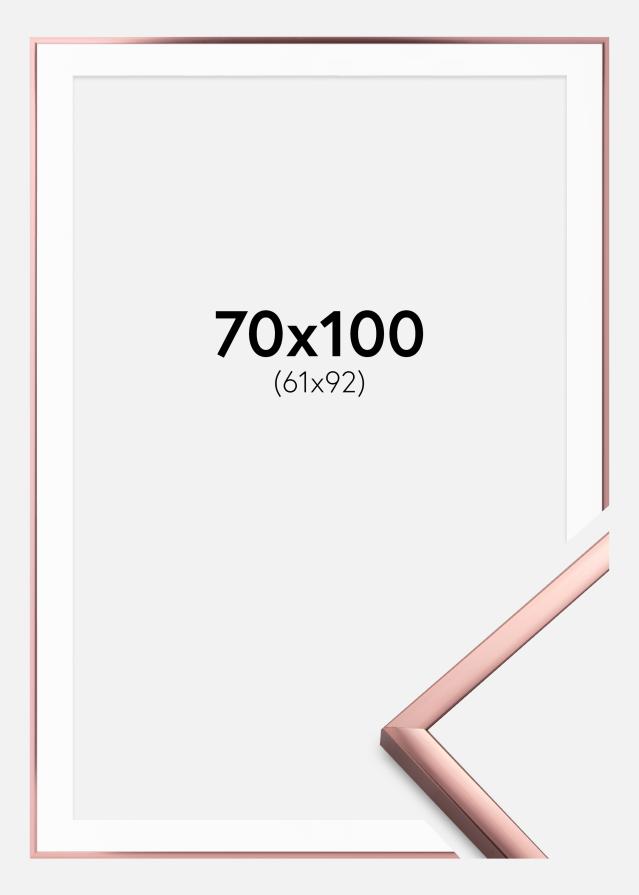 Ram med passepartou Fotolijst Poster Frame Aluminum Roségoud 70x100 cm - Passe-partout Wit 62x93 cm