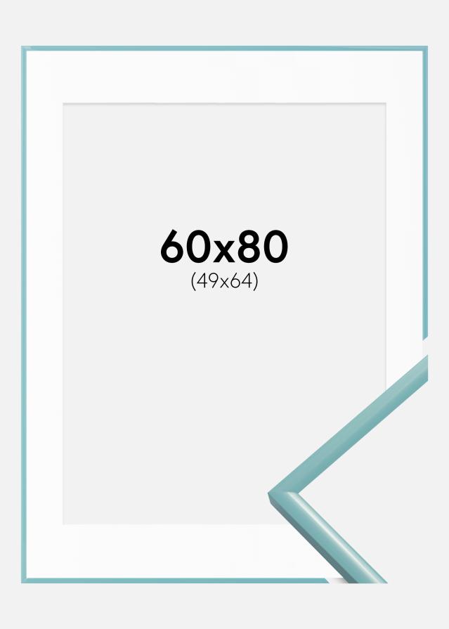 Ram med passepartou Fotolijst New Lifestyle Turquoise 60x80 cm - Passe-partout Wit 50x65 cm