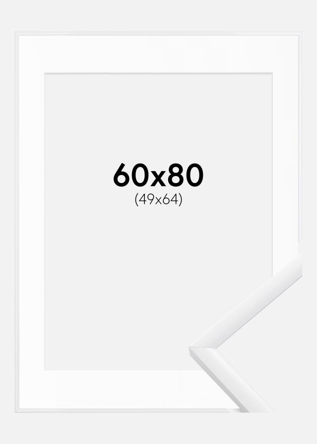 Ram med passepartou Fotolijst New Lifestyle Wit 60x80 cm - Passe-partout Wit 50x65 cm