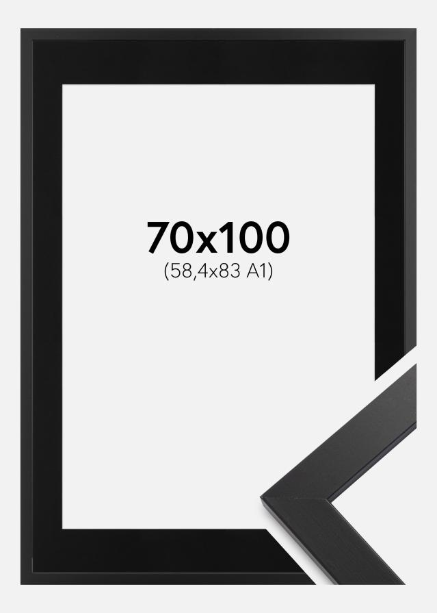 Ram med passepartou Fotolijst Black Wood 70x100 cm - Passe-partout Zwart 59,4x84 cm