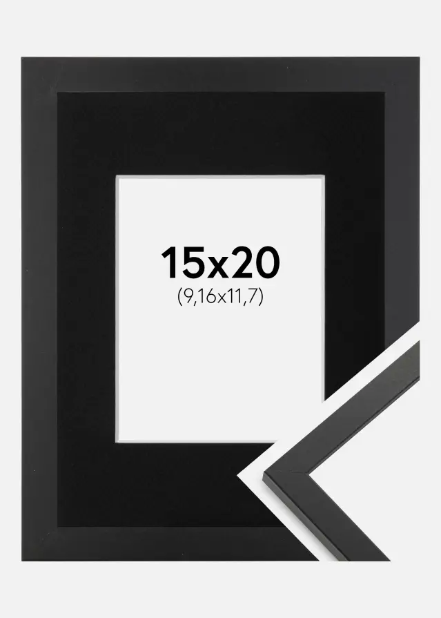 Ram med passepartou Fotolijst Trendy Zwart 15x20 cm - Passe-partout Zwart 4x5 inches