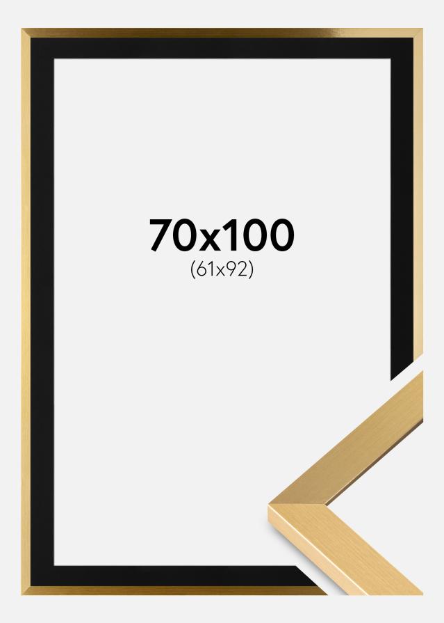Ram med passepartou Fotolijst Selection Goud 70x100 cm - Passe-partout Zwart 62x93 cm