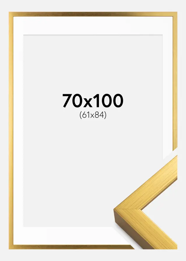 Ram med passepartou Fotolijst Falun Goud 70x100 cm - Passe-partout Wit 62x85 cm