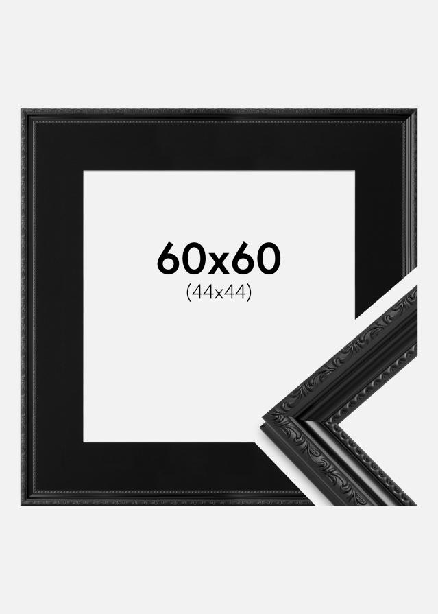 Ram med passepartou Fotolijst Abisko Zwart 60x60 cm - Passe-partout Zwart 45x45 cm