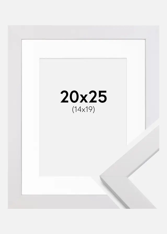 Ram med passepartou Fotolijst White Wood 20x25 cm - Passe-partout Wit 15x20 cm