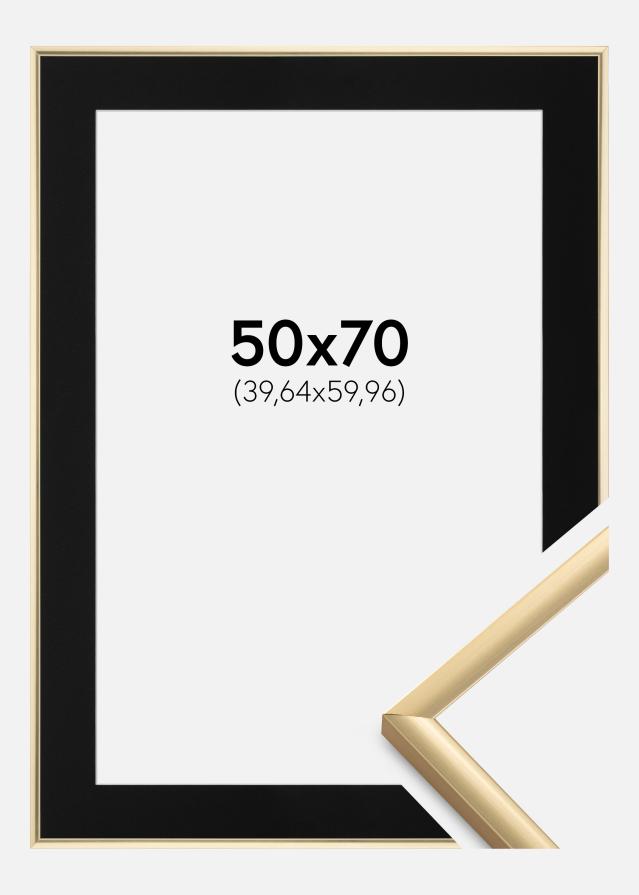 Ram med passepartou Fotolijst New Lifestyle Goud 50x70 cm - Passe-partout Zwart 16x24 inches