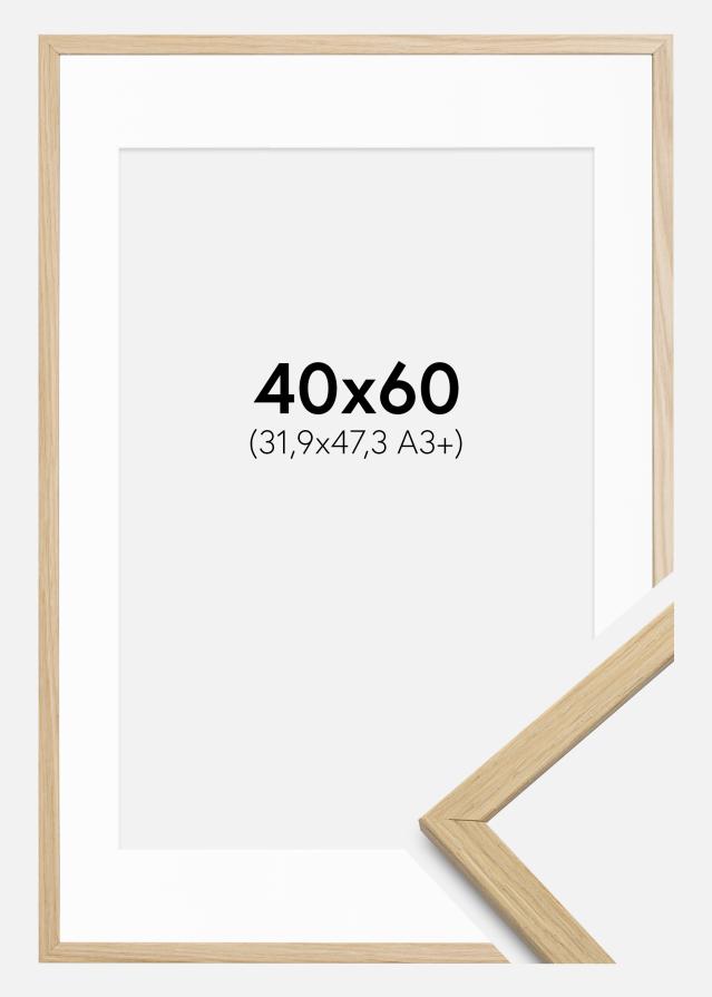 Ram med passepartou Fotolijst Edsbyn Eiken 40x60 cm - Passe-partout Wit 32,9x48,3 cm (A3+)