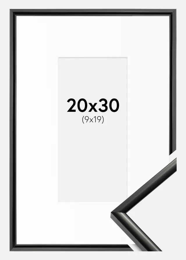 Ram med passepartou Fotolijst New Lifestyle Zwart 20x30 cm - Passe-partout Wit 10x20 cm