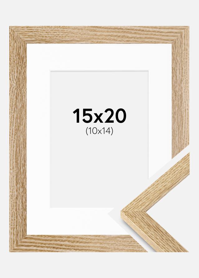 Ram med passepartou Fotolijst Selection Eiken 15x20 cm - Passe-partout Wit 11x15 cm