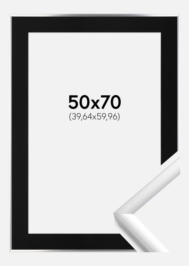 Ram med passepartou Fotolijst New Lifestyle Zilver 50x70 cm - Passe-partout Zwart 16x24 inches