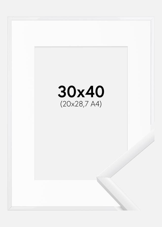 Ram med passepartou Fotolijst New Lifestyle Wit 30x40 cm - Passe-partout Wit 21x29,7 cm (A4)