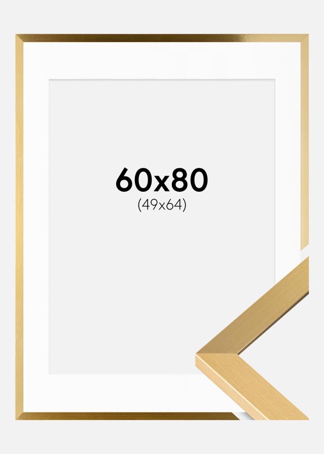 Ram med passepartou Fotolijst Selection Goud 60x80 cm - Passe-partout Wit 50x65 cm