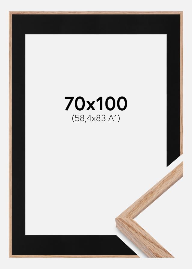 Ram med passepartou Fotolijst E-Line Eiken 70x100 cm - Passe-partout Zwart 59,4x84 cm