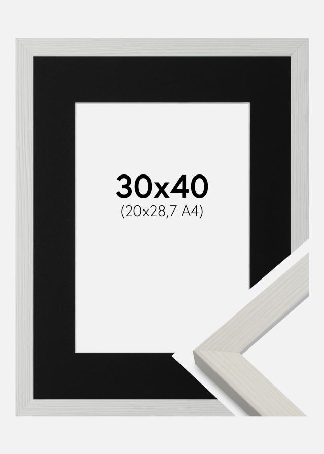 Ram med passepartou Fotolijst Fiorito Wit 30x40 cm - Passe-partout Zwart 21x29,7 cm (A4)