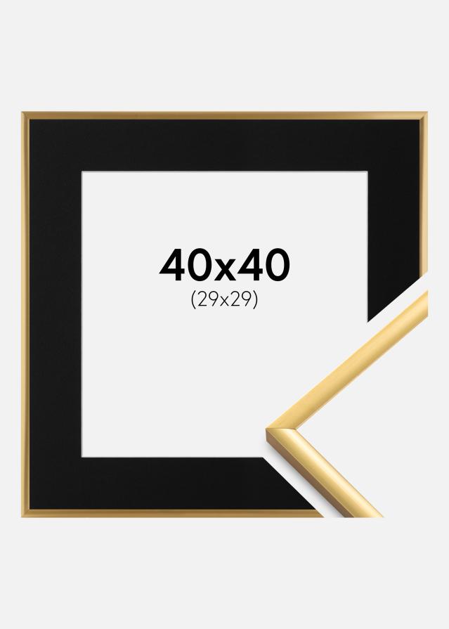 Ram med passepartou Fotolijst New Lifestyle Shiny Gold 40x40 cm - Passe-partout Zwart 30x30 cm