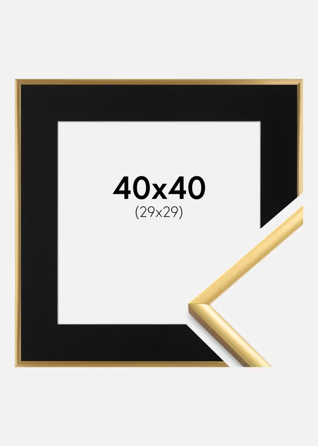 Ram med passepartou Fotolijst New Lifestyle Shiny Gold 40x40 cm - Passe-partout Zwart 30x30 cm