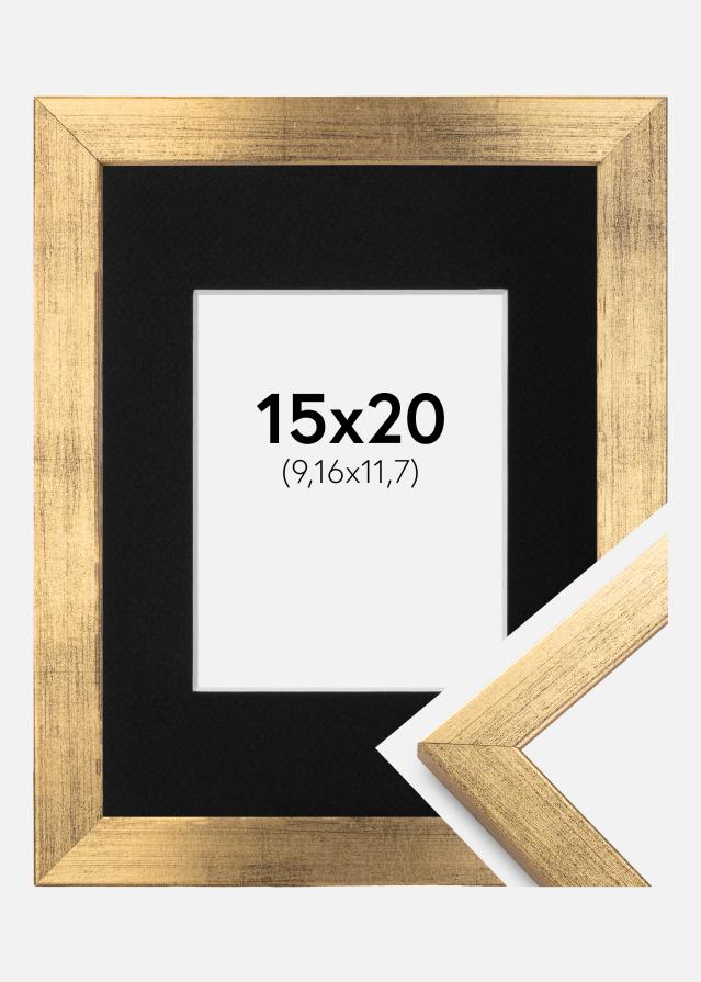 Ram med passepartou Fotolijst Stilren Goud 15x20 cm - Passe-partout Zwart 4x5 inches