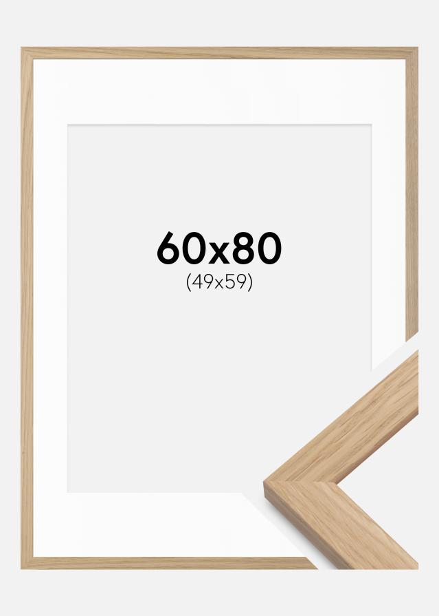 Ram med passepartou Fotolijst Oak Wood 60x80 cm - Passe-partout Wit 50x60 cm